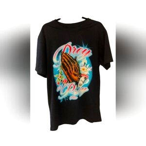 Akoo Navy Pray Or Prey Authentic Short Sleeve Shirt Size L NWT